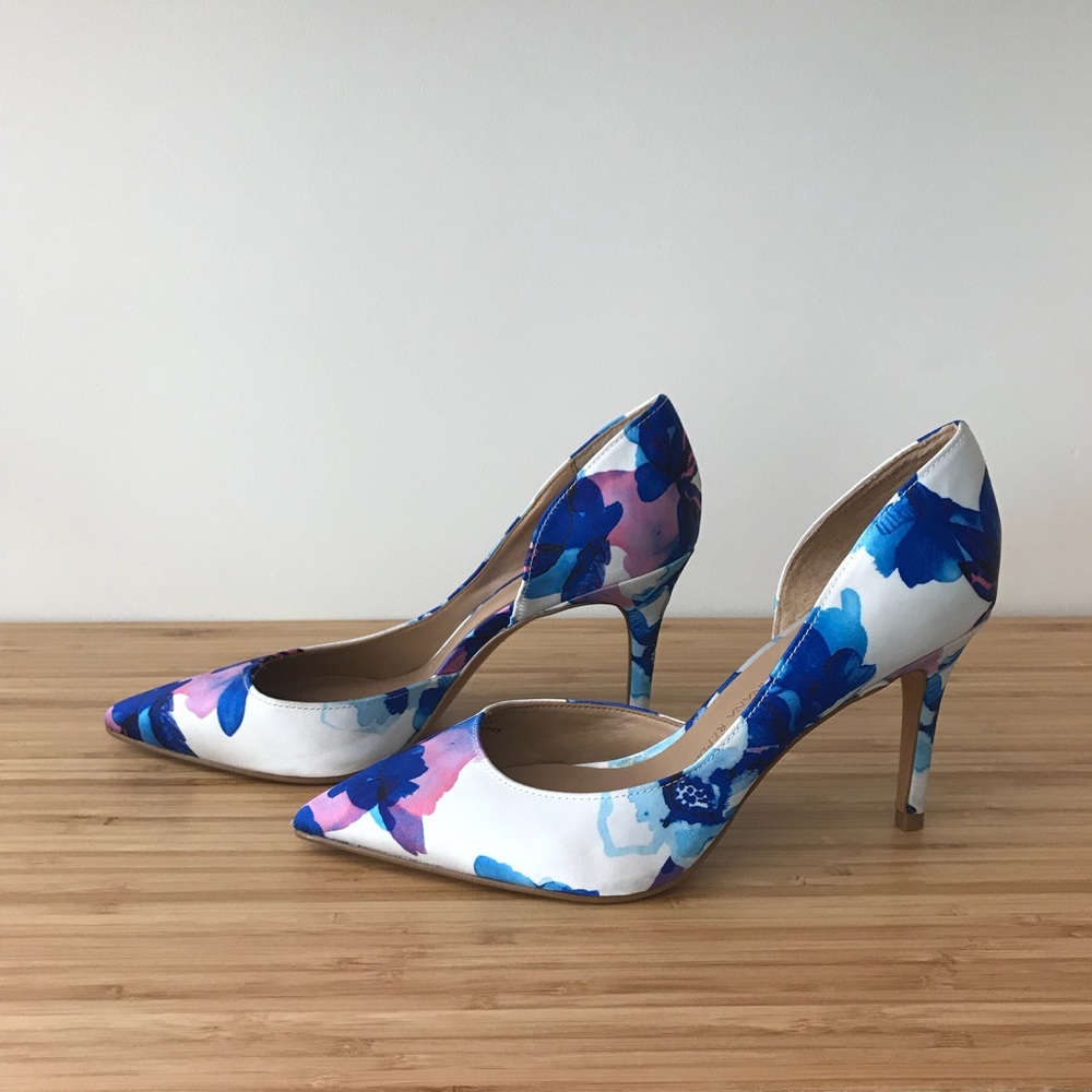 Banana Republic White and Floral Heels 6 1/2